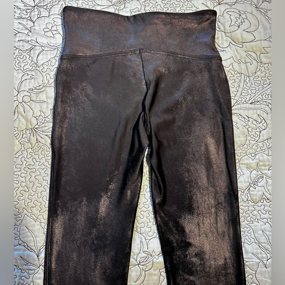 SPANXS Black Metallic Shimmer Tummy Control Smoothing Shaping  Leggings  Sz M - Picture 5 of 11